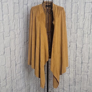 BACCINI Faux Suede Tan Open Front Cape‎ Cardigan Medium